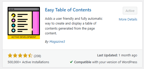 Easy Table of Content Plugin Best TOC