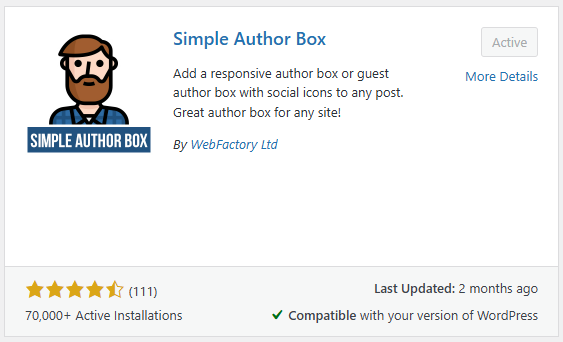 Simpale Author Box Plugin