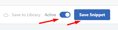active and save custom Snippet